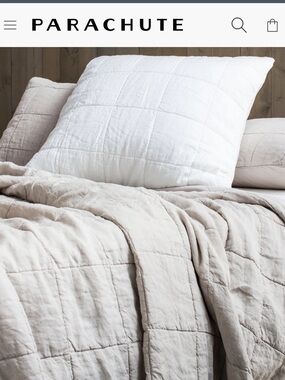 Parachute Linen Box Quilted Euro
Sham white NEW 
1